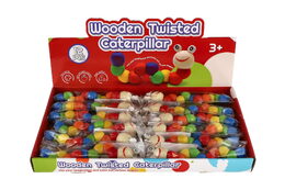 Červík/housenka kloubový dřevo 18cm barevný v sáčku 12ks v boxu