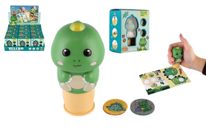 Samolepkové razítko/Razítko se samolepkami dinosaurus plast s náplněmi v krab. 10x12cm 12ks v boxu