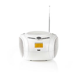 Nedis přenosný přehrávač 9 W / CD / rádio / Bluetooth / USB / AUX bílý