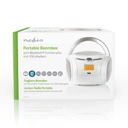 Nedis přenosný přehrávač 9 W / CD / rádio / Bluetooth / USB / AUX bílý