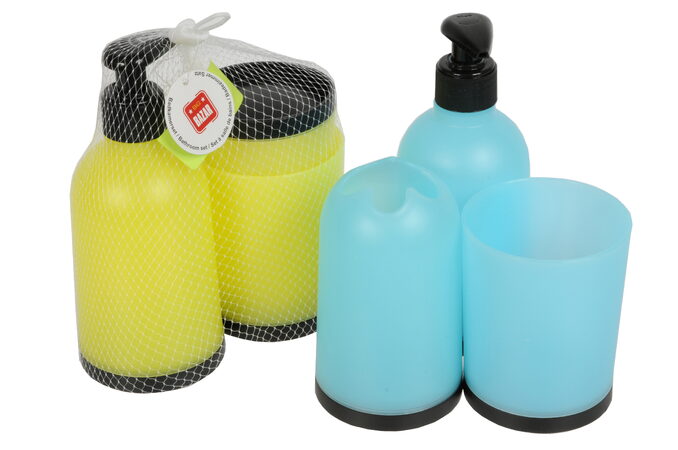 Koupelnový set 3 kusy (dávkovač mýdla, kelímek na kartáčky, kelímek)