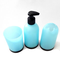 Koupelnový set 3 kusy (dávkovač mýdla, kelímek na kartáčky, kelímek)