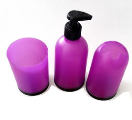 Koupelnový set 3 kusy (dávkovač mýdla, kelímek na kartáčky, kelímek)