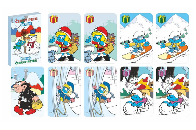 Černý Petr Šmoulové 2 zimní společenská hra v papírové krabičce 6x9cm
