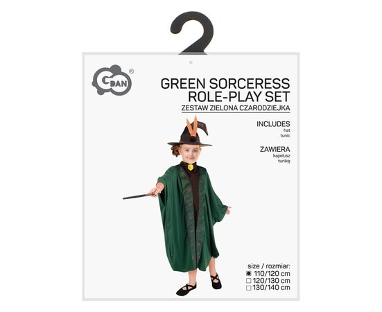 Kostým Kouzelník/Kouzelnice zelený 110/120 cm