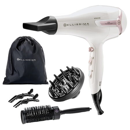 Vysoušeč vlasů Bellissima, 11994 K9 2600, AC motor, 2 rychlosti, 3 teploty,
ionizace, cool shot, 2300 W