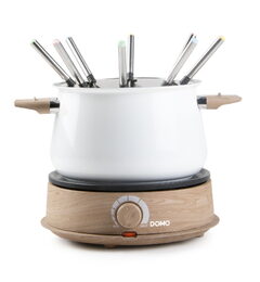 Fondue - bílý - dřevěný vzhled - DOMO DO736F, 1500 W, 8 osob, nádoba 1,4 L