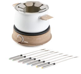Fondue - bílý - dřevěný vzhled - DOMO DO736F, 1500 W, 8 osob, nádoba 1,4 L