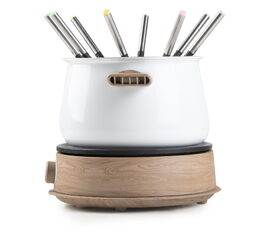 Fondue - bílý - dřevěný vzhled - DOMO DO736F, 1500 W, 8 osob, nádoba 1,4 L