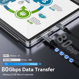Kabel PremiumCord USB4™ Version2.0 Thunderbolt 3 a 4 80Gbps 16K@60Hz, 0,8m zahnutý, bavlněný oplet