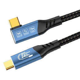 Kabel PremiumCord USB4™ Version2.0 Thunderbolt 3 a 4 80Gbps 16K@60Hz, 1,2m zahnutý, bavlněný oplet