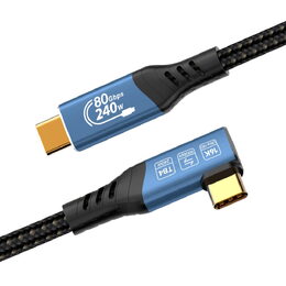 Kabel PremiumCord USB4™ Version2.0 Thunderbolt 3 a 4 80Gbps 16K@60Hz, 1,2m zahnutý, bavlněný oplet