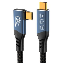 Kabel PremiumCord USB4™ Version2.0 Thunderbolt 3 a 4 80Gbps 16K@60Hz, 1,5m zahnutý, bavlněný oplet