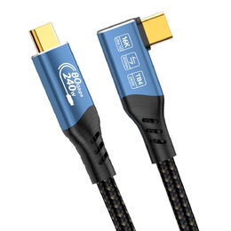 Kabel PremiumCord USB4™ Version2.0 Thunderbolt 3 a 4 80Gbps 16K@60Hz, 1,5m zahnutý, bavlněný oplet
