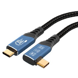Kabel PremiumCord USB4™ Version2.0 Thunderbolt 3 a 4 80Gbps 16K@60Hz, 1,5m zahnutý, bavlněný oplet