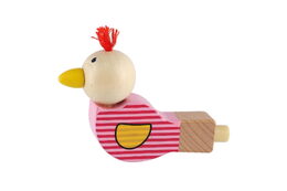 Píšťalka ptáček dřevo 8cm 2 barvy v sáčku 24ks v boxu