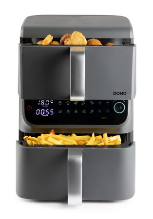 Dvojitá horkovzdušná fritéza 3,5+6,5 l - DOMO DO549FR, 2 500 W, 2 samostatné zón