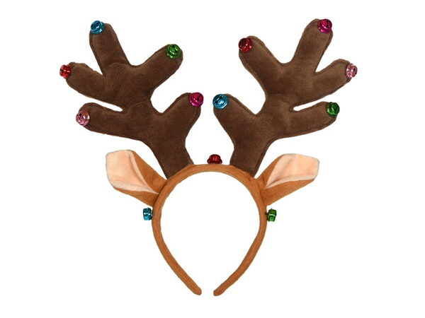 Vánoční čelenka sobí parohy s ušima hnědé