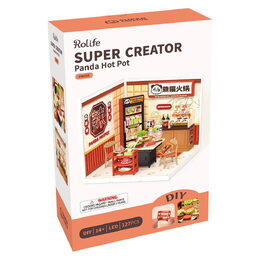 RoboTime 3D dřevěná skládačka Miniatura domečku Asijské bistro Panda Hot Pot