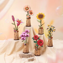 RoboTime 3D dřevěná skládačka Oranžová gerbera