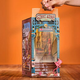 RoboTime 3D skládačka Zarážka na knihy Miniatura domečku Městská ulice