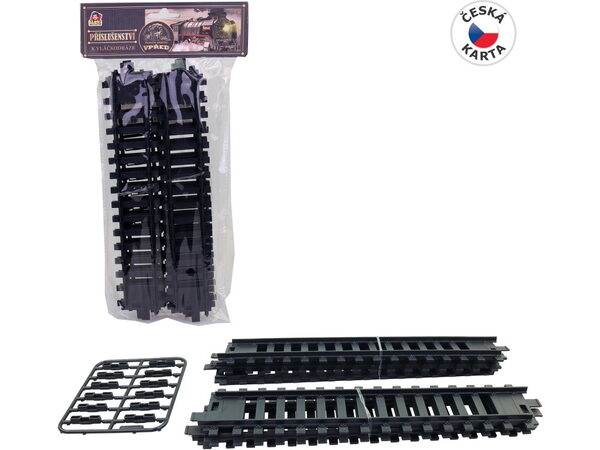 Hračka MaDe Koleje sada, 22 cm, rovný díl 6 ks, spojky