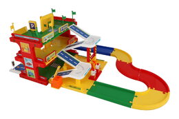 Garáž servis 3 patra + dráha 1,5m + 2 auta plast v krabici 59x40x15cm  Wader