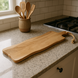 EXCELLENT HOUSEWARE Prkénko krájecí a servírovací teak s rukojetí 59x20 cm KO-J18000040