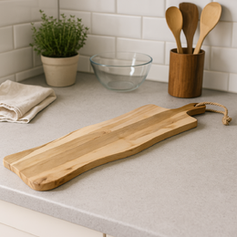 EXCELLENT HOUSEWARE Prkénko krájecí a servírovací teak s rukojetí 69x20 cm KO-J18000050