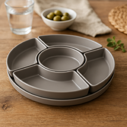 EXCELLENT HOUSEWARE Misky servírovací s tácem sada 6 ks šedá KO-177602550seda