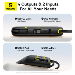 Powerbanka Baseus EnerFill FC31 Qpow 3 20000mAh, 45W, s kabelem USB-C a Lightning černá