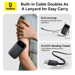 Powerbanka Baseus EnerFill FC31 Qpow 3 10000mAh, 22,5W, s kabelem USB-C a Lightning černá