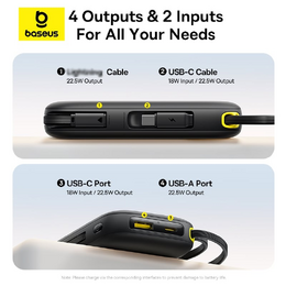 Powerbanka Baseus EnerFill FC31 Qpow 3 10000mAh, 22,5W, s kabelem USB-C a Lightning černá