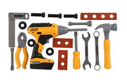 Sada nářadí plast s aku vrtačkou 16x17cm na baterie se zvukem s brašnou v krabici 24x17,5x12cm