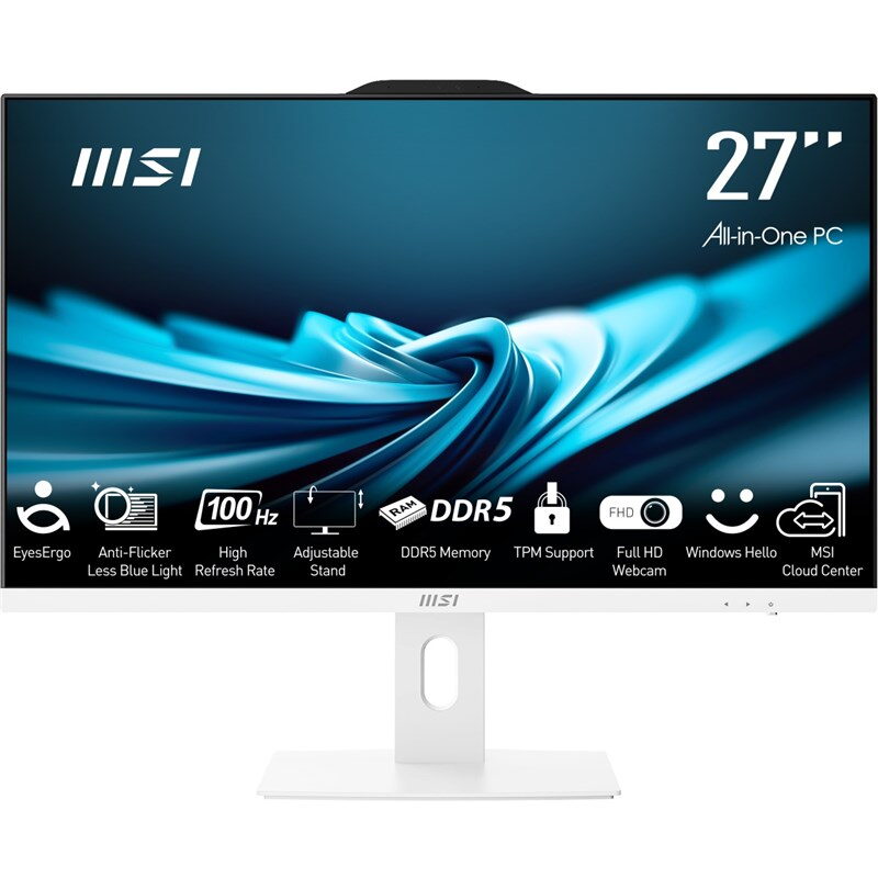Počítač All In One MSI PRO AP272P 14M-887XEU 27", bezdotykový, i7-14700, RAM 16GB, SSD 1024 GB UHD Graphics 770, bez OS - bílý