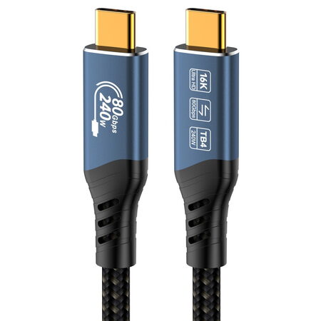 Kabel PremiumCord USB4™ Version2.0 Thunderbolt 3 a 4 80Gbps 16K@60Hz, 0,8m, bavlněný oplet