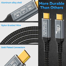 Kabel PremiumCord USB4™ Version2.0 Thunderbolt 3 a 4 80Gbps 16K@60Hz, 1m, bavlněný oplet