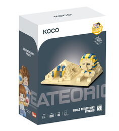 Stavebnice mini KOCO Pyramida a sfinga plast 410 ks v krabičce 13x16,5x7cm
