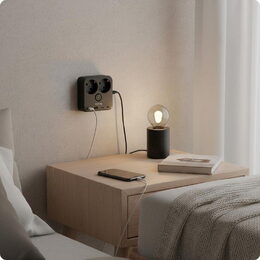 Nabíjecí stanice Huslog 15W 2xzásuvka, 2xUSB-C, 2xUSB, 1x držák na telefon černá