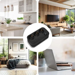 Nabíjecí stanice Huslog 15W 3xzásuvka, 2xUSB-C, 2xUSB, 1x držák na telefon černá