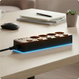 Nabíjecí stanice Huslog 15W 4xzásuvka, 2xUSB-C, 2xUSB, 5x vypínač černá