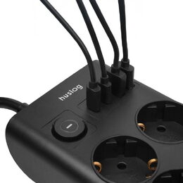 Nabíjecí stanice Huslog 15W 6xzásuvka, 2xUSB-C, 2xUSB černá