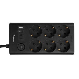 Nabíjecí stanice Huslog 15W 6xzásuvka, 2xUSB-C, 2xUSB černá