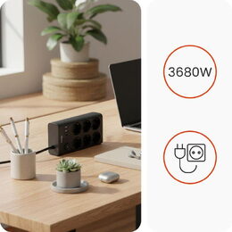 Nabíjecí stanice Huslog 15W 6xzásuvka, 2xUSB-C, 2xUSB černá