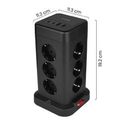 Nabíjecí stanice Huslog 15W 12xzásuvka, 2xUSB-C, 2xUSB černá