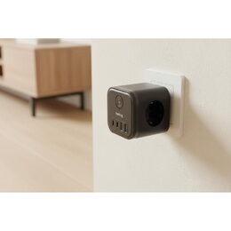 Nabíjecí stanice Huslog 15W 3xzásuvka, 2xUSB-C, 2xUSB, 1x vypínač černá