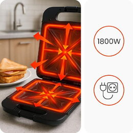 Sendvičovač Huslog pro 4 sendviče 1800W černý