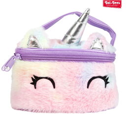 Taška kosmetická jednorožec plyšová 16x12cm 3 barvy