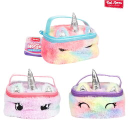 Taška kosmetická jednorožec plyšová 16x12cm 3 barvy