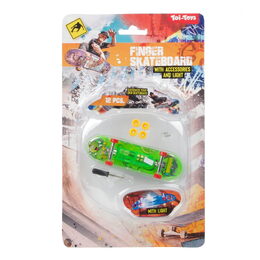 Skateboard prstový plast 9,5cm na baterie se světlem 3 barvy na kartě